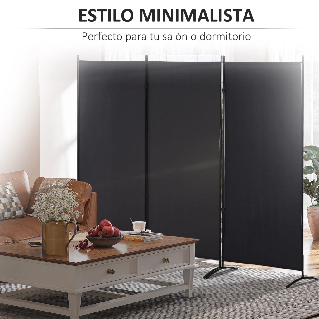 Biombo Separatore 3 Pannelli ¨C zephmum ¨C Nero 253x50x182 cm