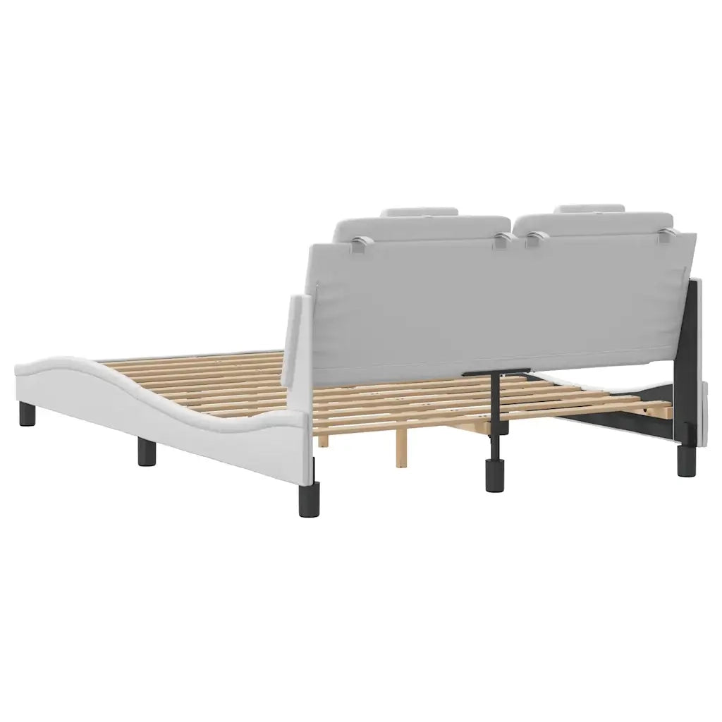 Giroletto Viana senza Materasso-Struttura Letto Bianco 140x200 cm in Similpelle