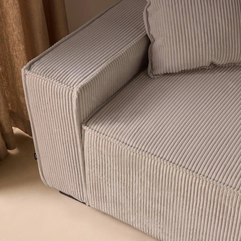 Divano letto in velluto a coste, 3 posti, beige