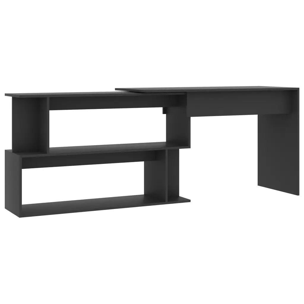 Scrivania ad Angolo Grigia 200x50x76 cm in Legno Multistrato