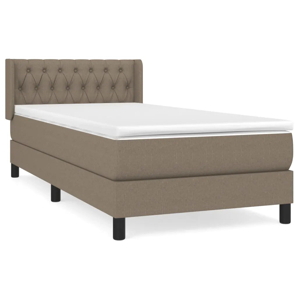 Letto singolo | Letto per adulti | Giroletto a Molle con Materasso Tortora 90x190 cm in Tessuto