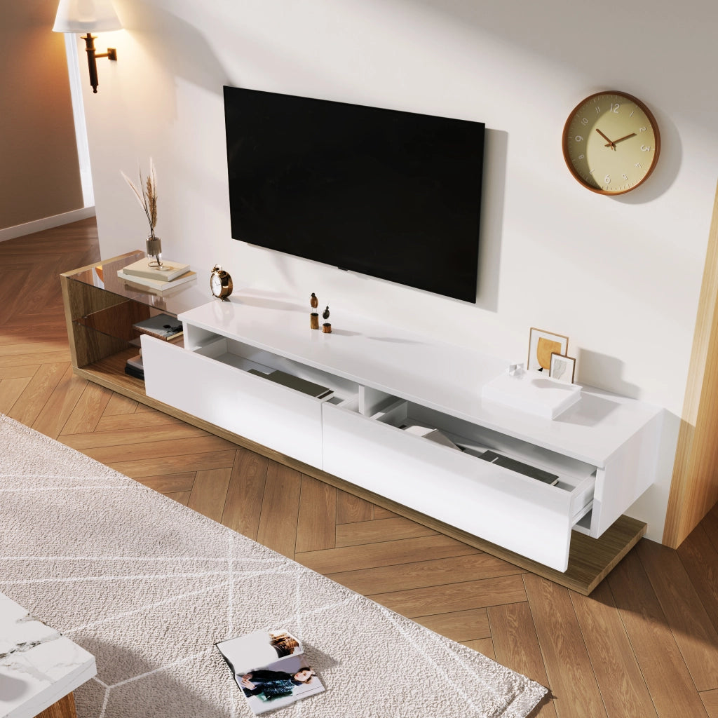 Cassettiera per TV bianca lucida in truciolare 170 cm