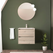 Mobile bagno sospeso 70 cm rovere bali con lavabo ad incasso Gaya