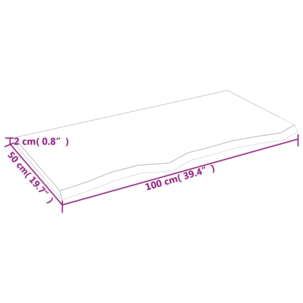 Piano Bagno Marrone Chiaro 100x50x2 cm Legno Massello Trattato 3156131
