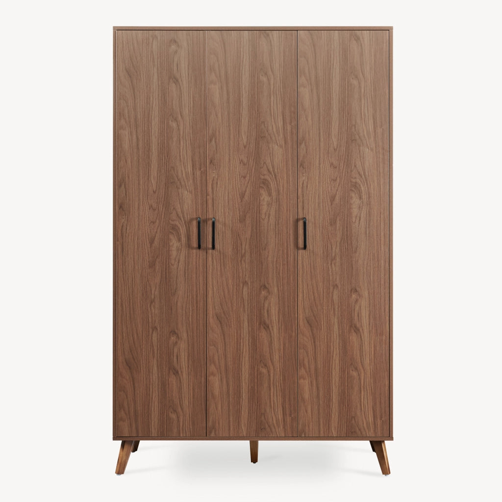 Armadio Guardaroba Norg con 3 Ante e 4 Scomparti 191x120x52 cm - Effetto Noce [en.casa]