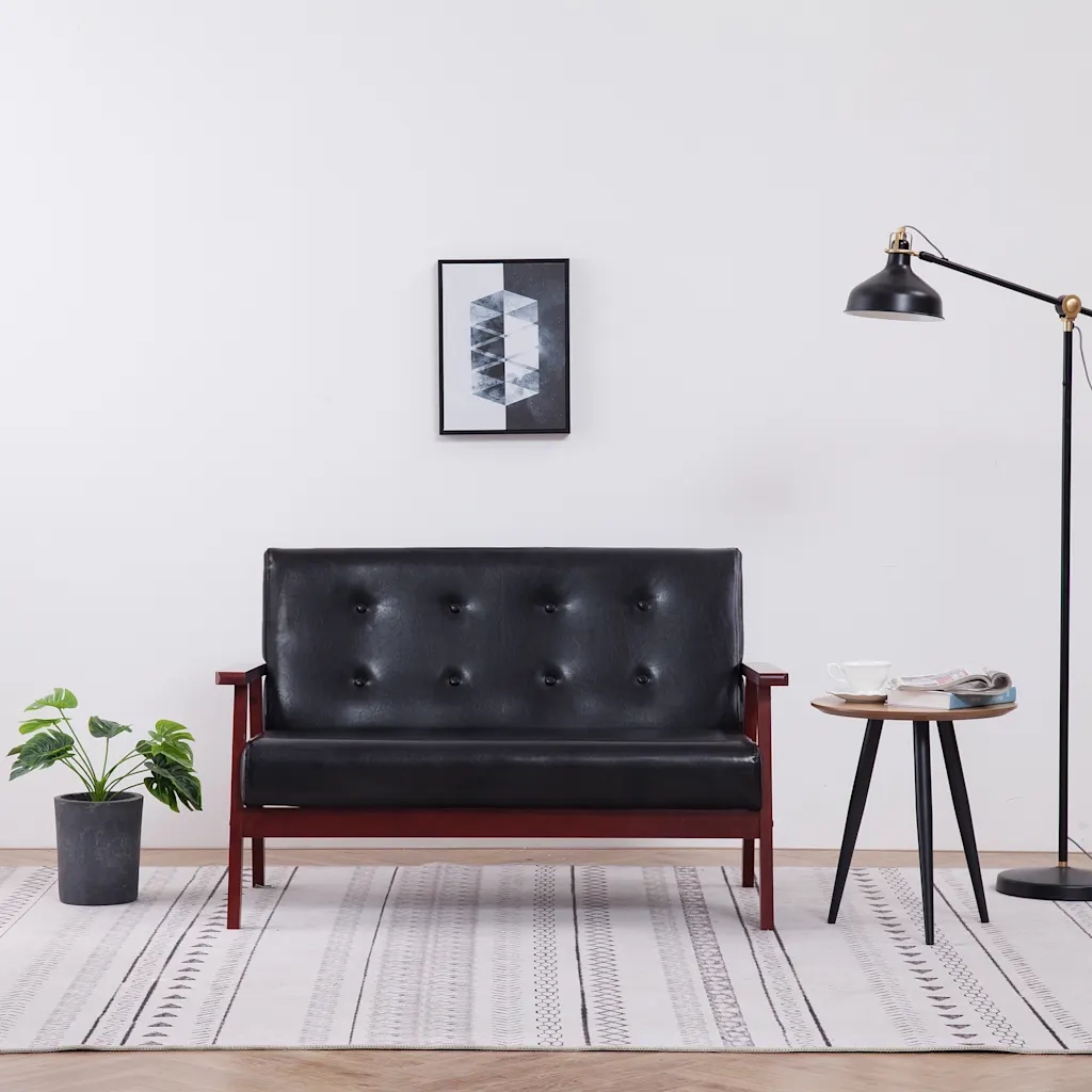 Divano | Divano da soggiorno | Sofa a 2 Posti Nero in Similpelle
