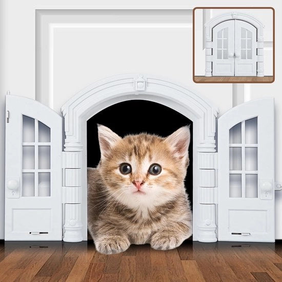 Porta sicura per cani e gatti - Porta a doppia apertura con vela - Adatta per cani e gatti - Portale sicuro - Entrata e uscita facile - Progettazione flessibile - Chiusura automatica con chiusura a scatto - Porta per animali domestici