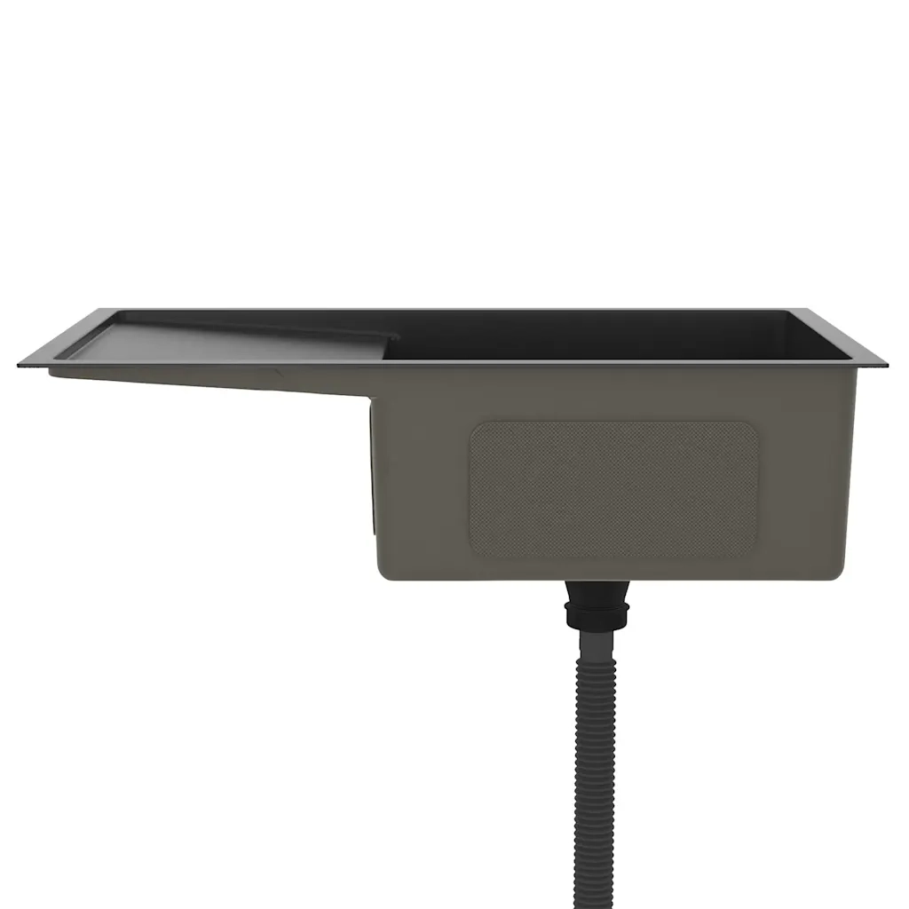 Lavello da Cucina Lavorato a Mano-Lavandino-Lavabo Nero Acciaio Inox 646241