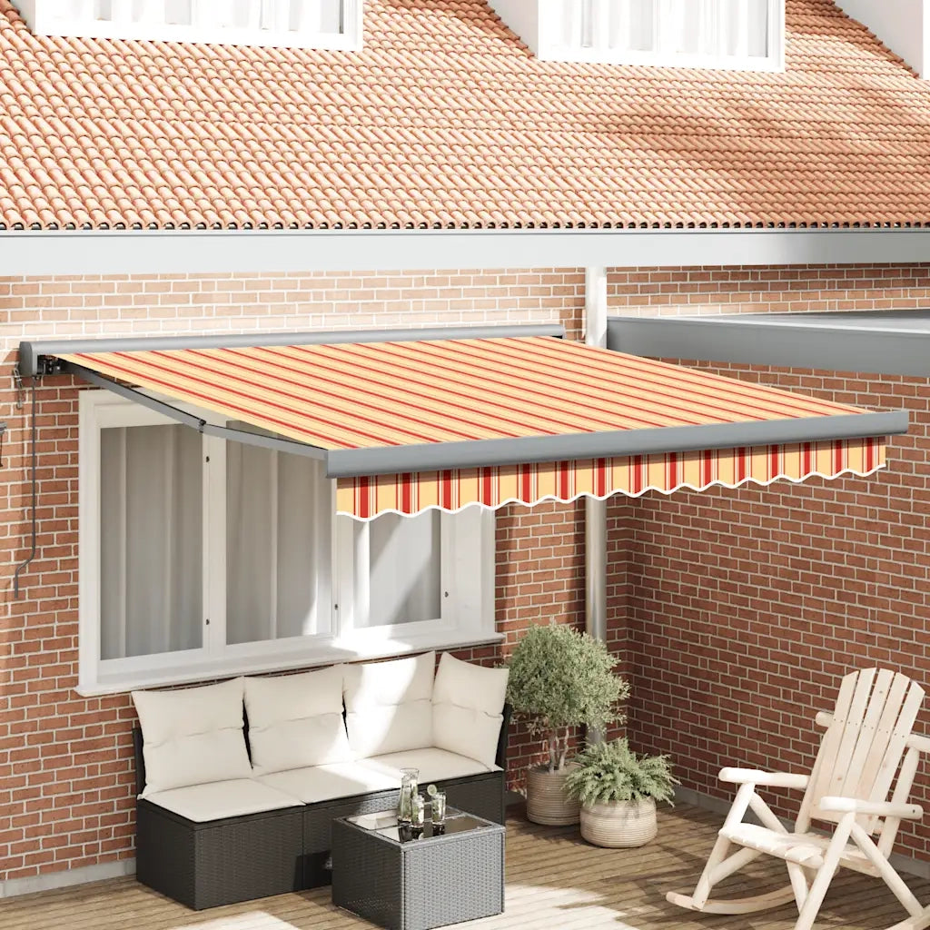 Tenda retrattile Giallo e Bianco con Struttura Antracite 3154606