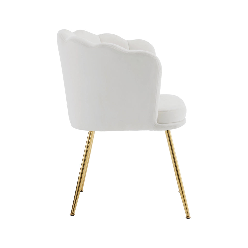 SEDIA imbottita set da 4 pezzi in velluto beige con schienale a petalo