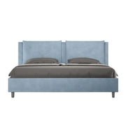 BS COM Letto senza rete imbottito 180x200 microfibra azzurro