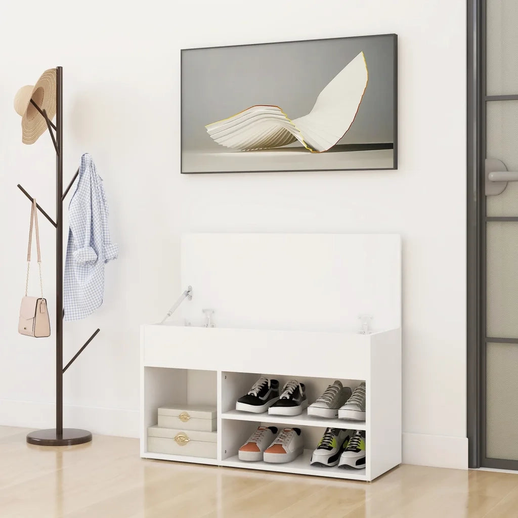 Panca Porta Scarpe | Scarpiera | Mobile per scarpe Bianco 103x30x54,5 cm in Truciolato