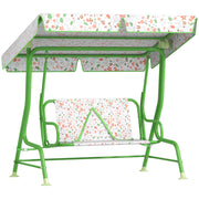 Altalena da Giardino per Bambini con Tettoia Regolabile e Imbracatura di Sicurezza ¨C Xylo ¨C Verde 112x75x120 cm