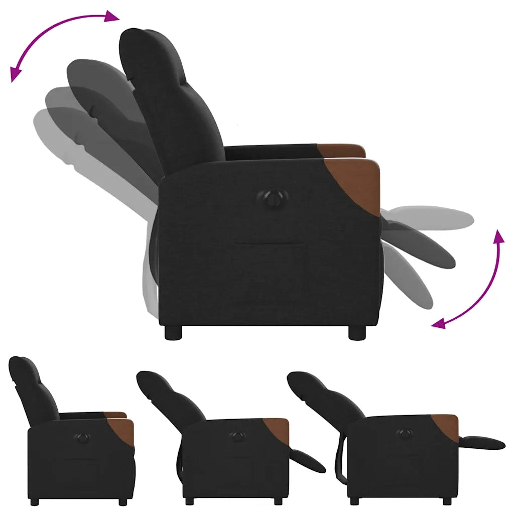Poltrona Elettrica Reclinabile Nera in Tessuto 3323992