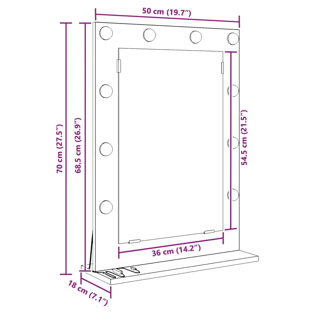 Specchio da Vanit¨¤-Specchio da Trucco Grigio cemento 70 x 50 x 18 cm