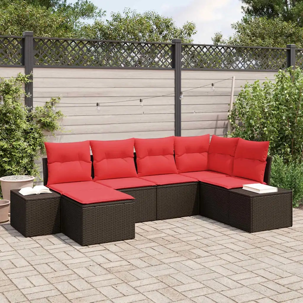 Set Divano da Giardino con cuscino 6 pcs Marrone polyrattan 3347134