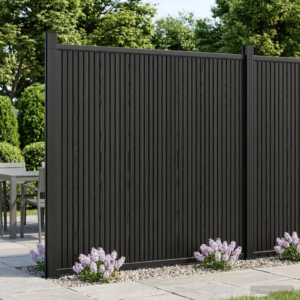 Pannello di Recinzione 3 pz 530 x 186,5 cm WPC e Alluminio Nero 3429485