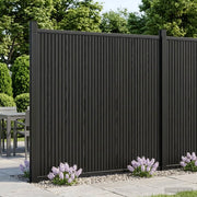 Pannello di Recinzione 3 pz 530 x 186,5 cm WPC e Alluminio Nero 3429485
