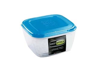 CONTENITORI ERMETICI QUADRATI PER ALIMENTI IN PLASTICA- - lt.3.00 - cm.21x21x12h - 4 pezzi GIOSTYLE