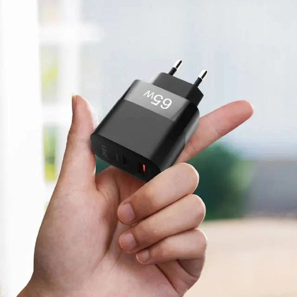 Trade Shop - Caricabatteria Rapido Doppio 65w Usb Quick Charge 3.0 + Type-c Power Delivery Ac6563 -