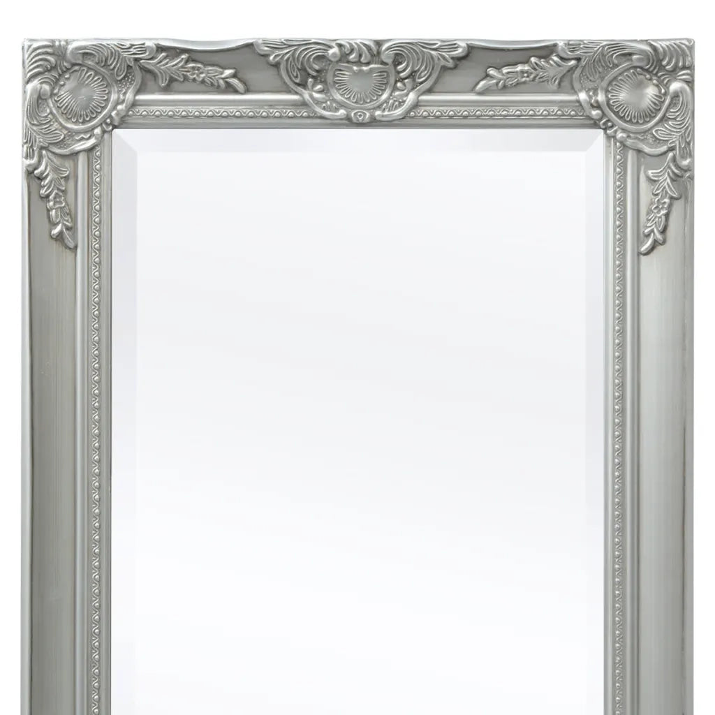 Specchio da Parete Stile Barocco 100x50 cm Argento 243681