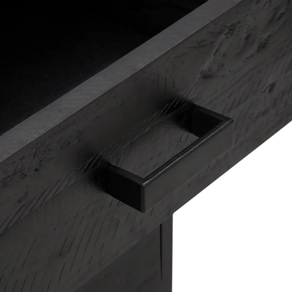 Comodino-Tavolino da notte Nero 40x30x55 cm Legno Massello di Pino Riciclato