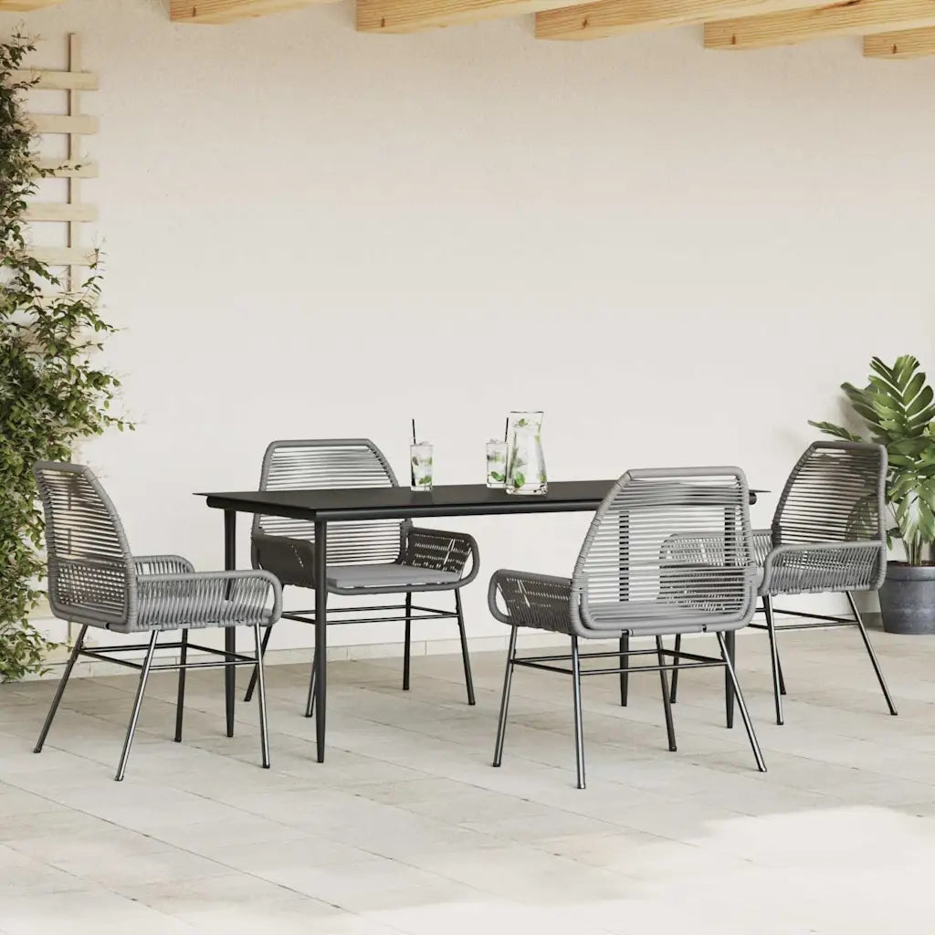Set da Pranzo da Giardino 5 pz con Cuscini Polyrattan Vetro 3334481