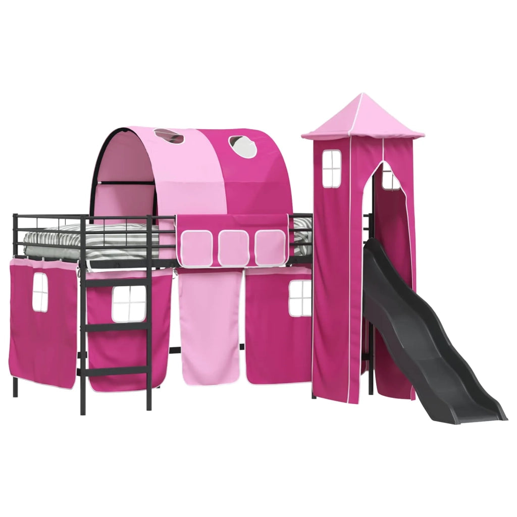 Struttura del letto loft per bambini Nero e rosa 107 x 200 cm 42020891