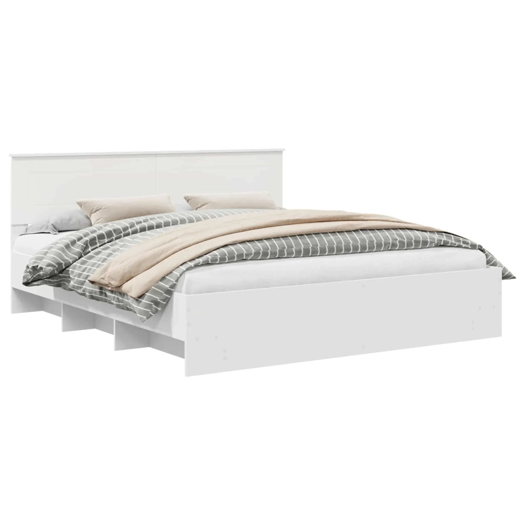 Struttura del letto-Giroletto-Rete del Letto Bianco 200 x 200 cm Legno multistrato 384219