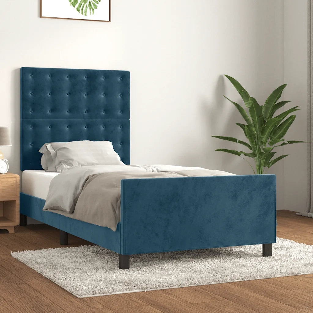 Giroletto senza Materasso-Struttura Letto Blu Scuro 100x200 cm in Velluto 499966