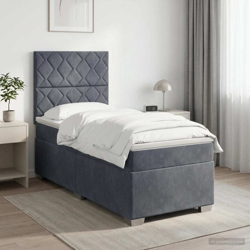 Letto box spring con materasso Grigio Scuro Singolo Velluto 3453727