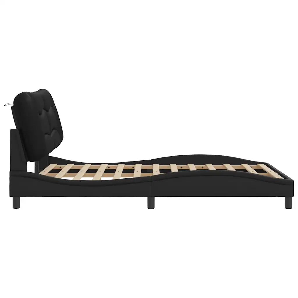 Giroletto senza Materasso Hvar Nero 140x200 cm in Similpelle 3208002