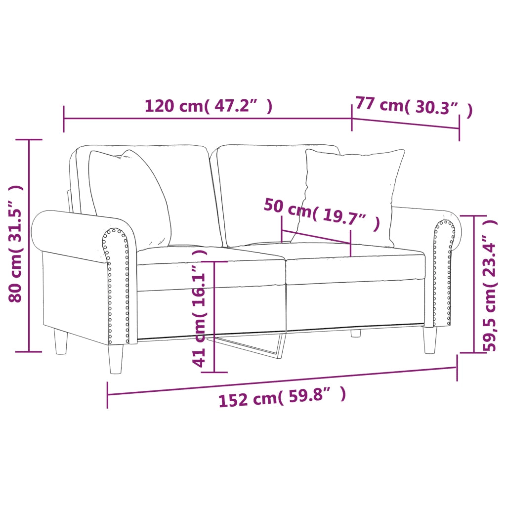 Divano a 2 Posti con Cuscini Crema 120 cm in Similpelle 3200926