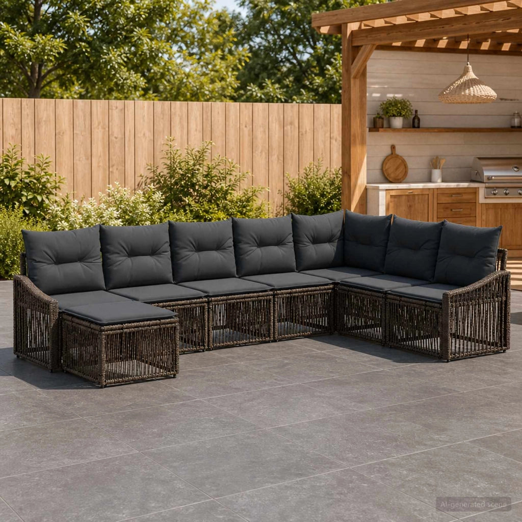 Set Divano da Giardino 8 pz Grigio polyrattan 3436097