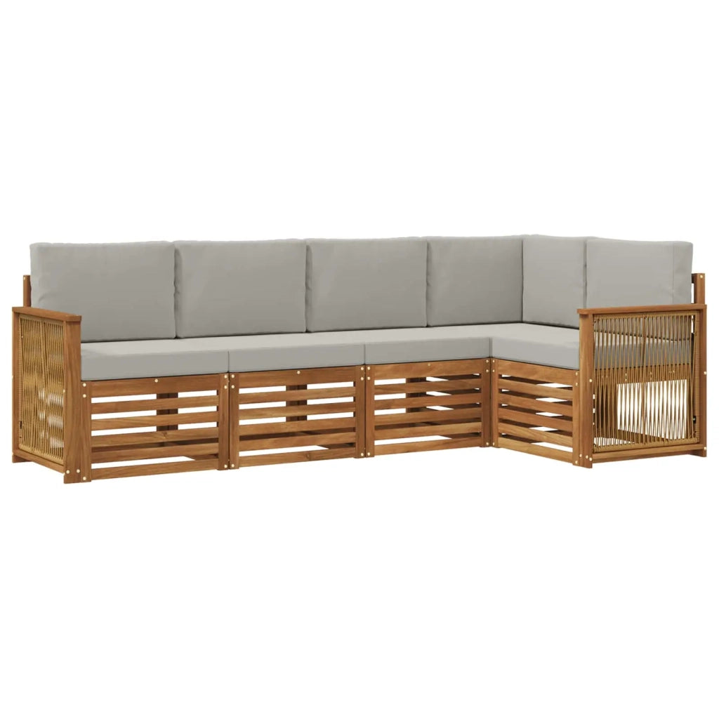 Set di divani da esterno 4 pz Naturale e Grigio Chiaro 3384357
