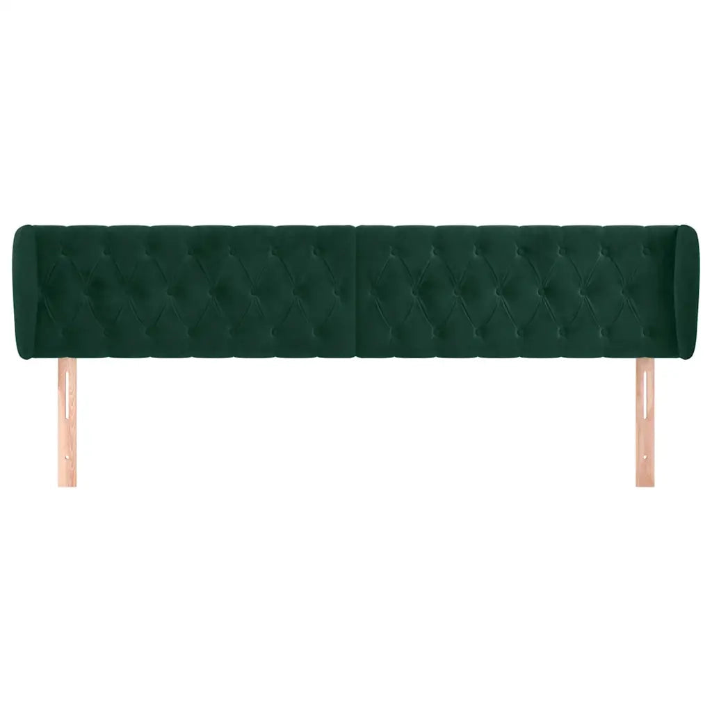Testiera | Testata ad Orecchio Verde Scuro 183x23x78/88 cm in Velluto
