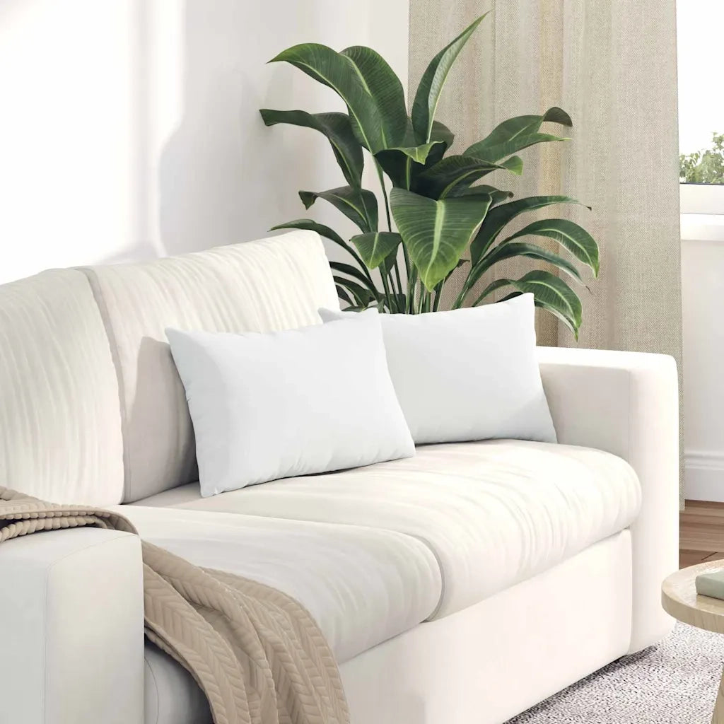 Cuscini da Divano 2 pz | Cuscini per sedie Bianco 50 x 30 cm Tessuto