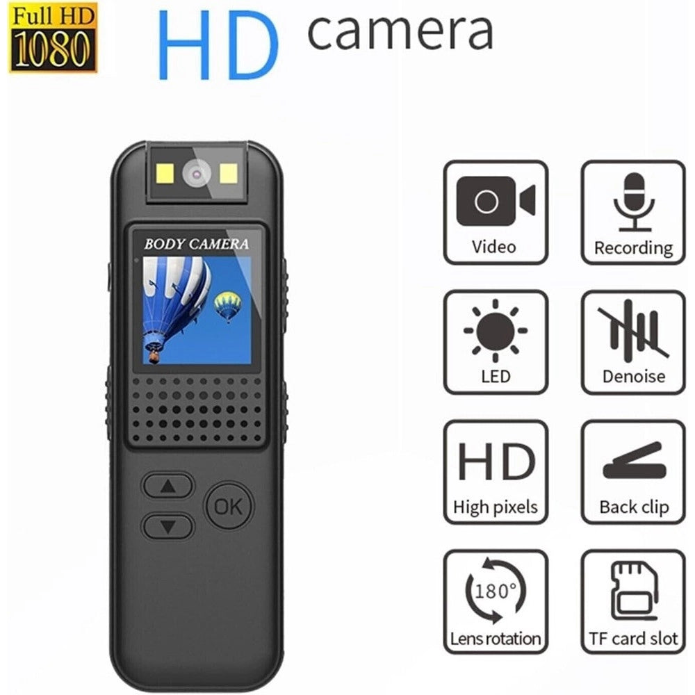Trade Shop - Mini Telecamera Spia Lcd Con Lente Girevole Con Visione Notturna Bodycam Full Hd -