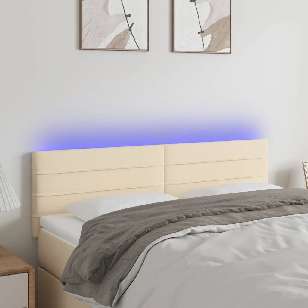 Testiera a LED-Testata con LED Crema 144x5x78/88 cm in Tessuto 737312