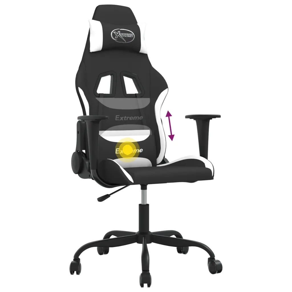 Sedia da Gaming Nero e Bianco in Tessuto 345477