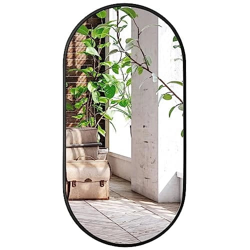 Valora SPECCHIO OVALE 80X40CM Cornice Nera Stile Loft
