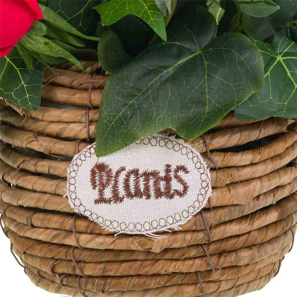 Cesto in corda con mazzo di fiori 26x26x44h
