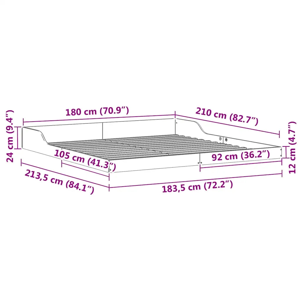 Struttura del letto-Giroletto-Rete del Letto Bianco 180 x 210 cm Pino massello 715152