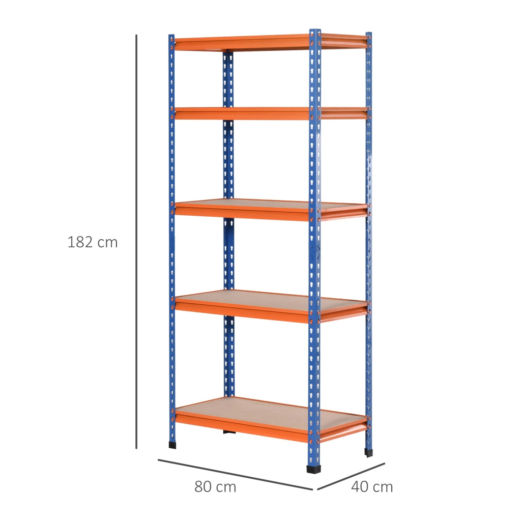 Scaffale Garage 5 Livelli ¨C Xylo ¨C Metallo Blu Arancione 80x40x182cm 1500kg