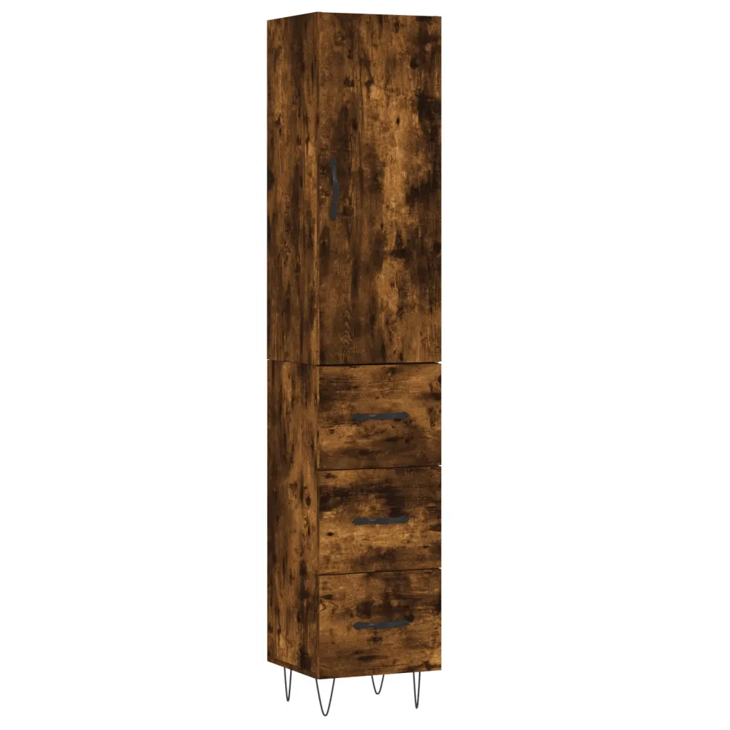 Credenza-Buffet-Armadio da cucina Rovere Fumo 34,5x34x180 cm in Legno Multistrato 816970