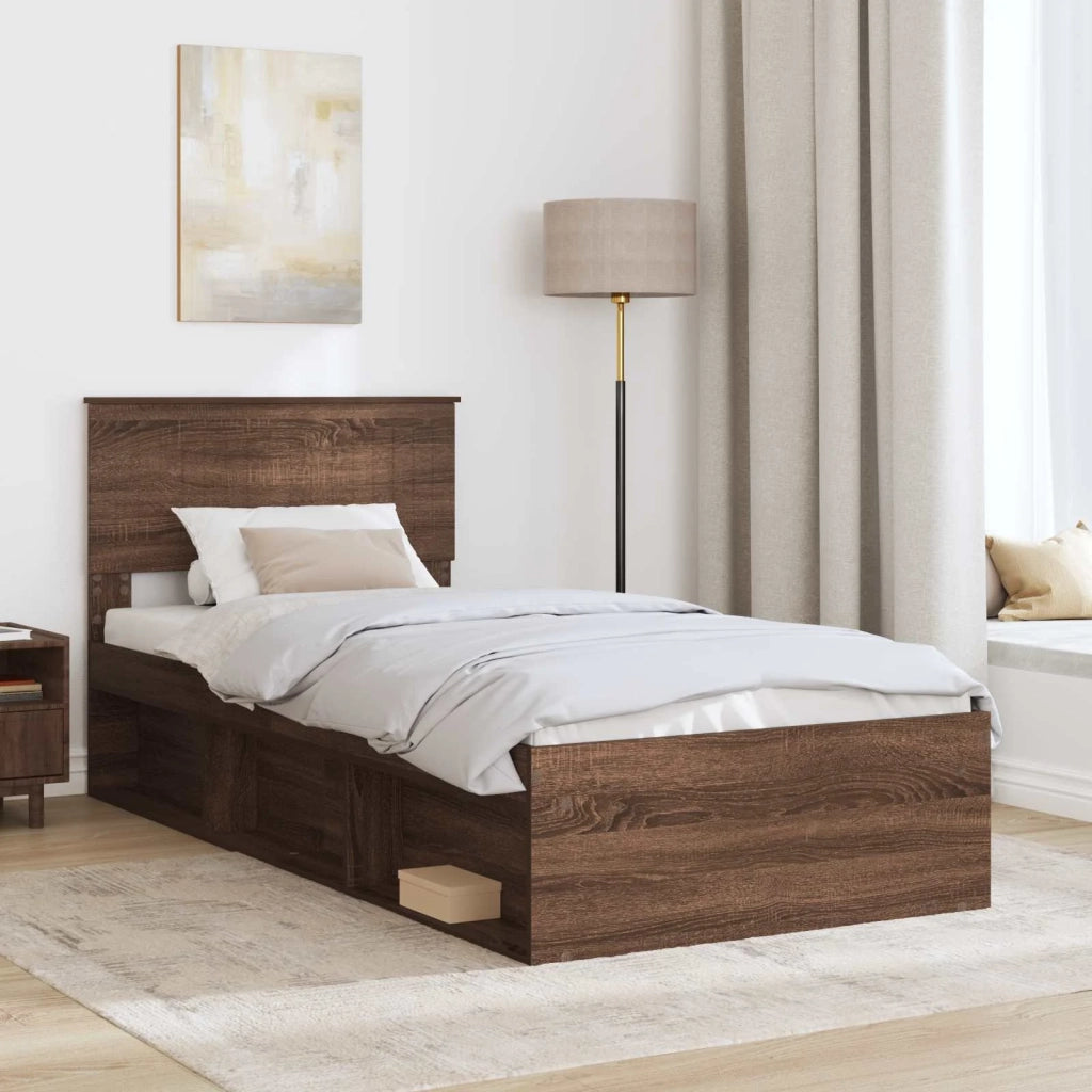 Struttura del letto-Giroletto Rovere Marrone 90 x 190 cm Pino massello 639186