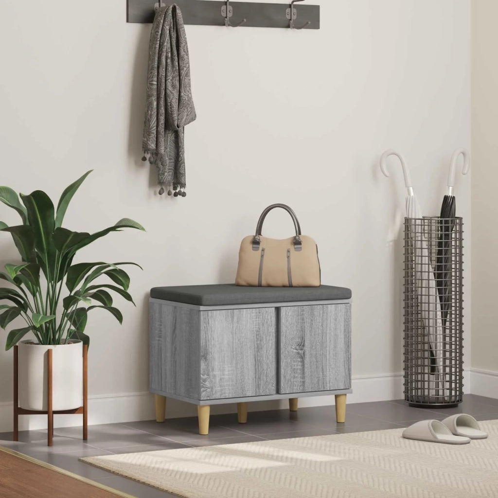 Panca per ingresso con cuscino-Sgabello-Panca da Corridoio Grigio Sonoma 60 x 38 x 46 cm 156264