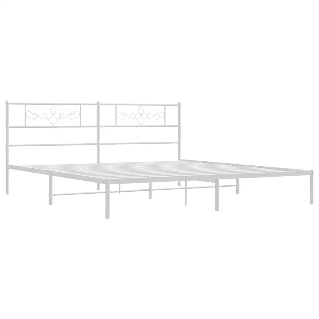 Letto matrimoniale | Letto per adulti | Giroletto con Testiera Metallo Bianco 193x203 cm