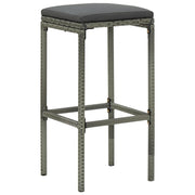 Sgabelli da Bar con Cuscini 3 pz Grigi in Polyrattan 313444