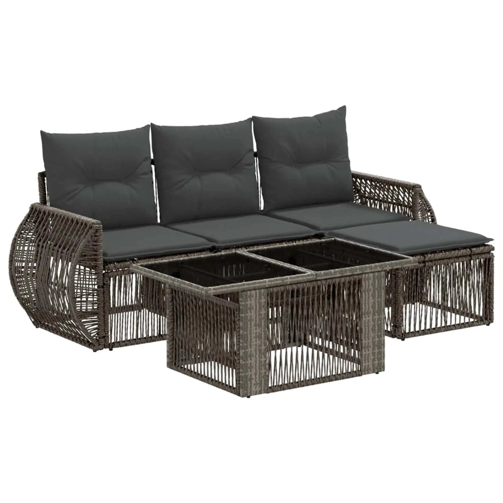 Set Divano da Giardino 5 pz Grigio e Grigio Scuro polyrattan 3436934
